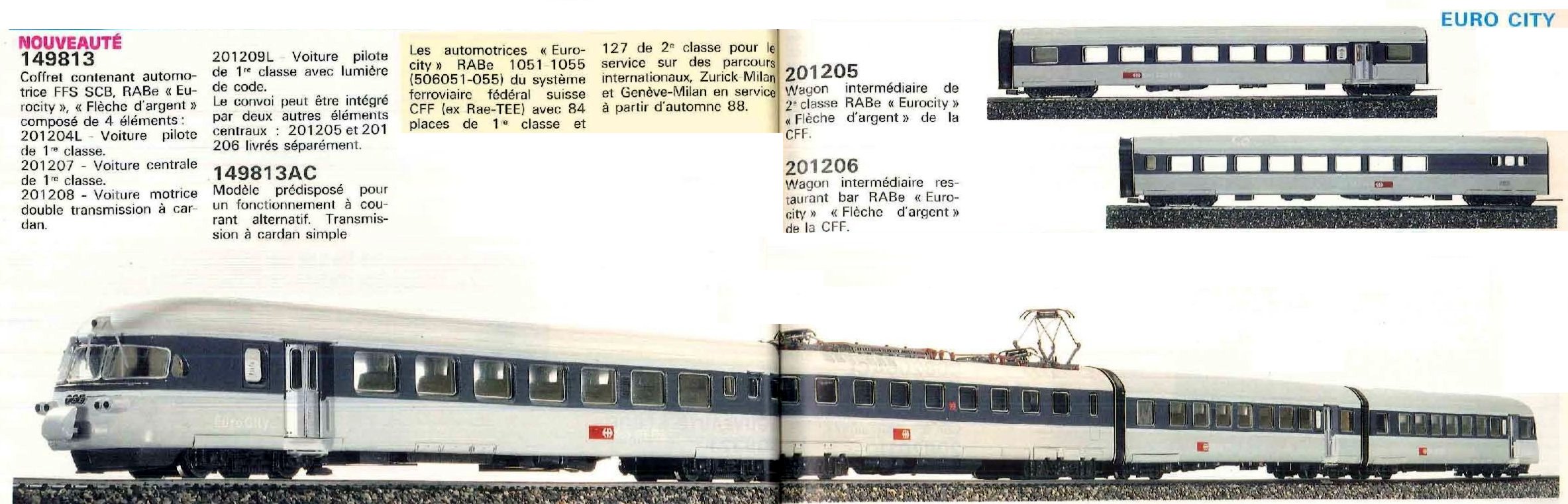 驚きの破格値SALELIMA 149813　+　201205　+　201206 　スイス国鉄RAe TEE II　Euro City RABe 1050 SBB 6両セット 外国車輌